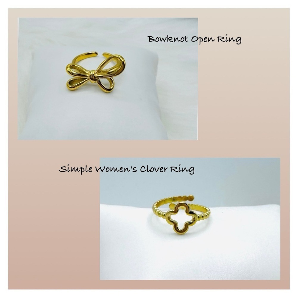 Women’s Jewelry Ring Bundle - Stainless Steel, 18K Gold Plated